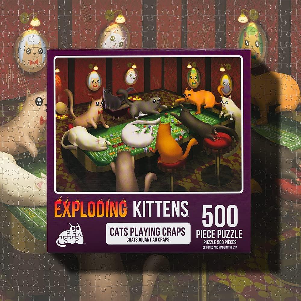 imageCat in The Mirror Jigsaw Puzzle by Exploding Kittens 1000 Pieces Ideal for Adults Teens and Kids A Funny and Artistic CatThemed PuzzleCats Playing Craps 500 Piece