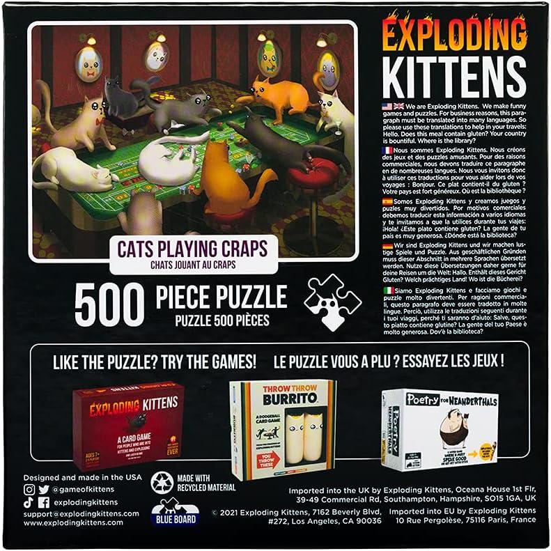 imageCat in The Mirror Jigsaw Puzzle by Exploding Kittens 1000 Pieces Ideal for Adults Teens and Kids A Funny and Artistic CatThemed PuzzleCats Playing Craps 500 Piece