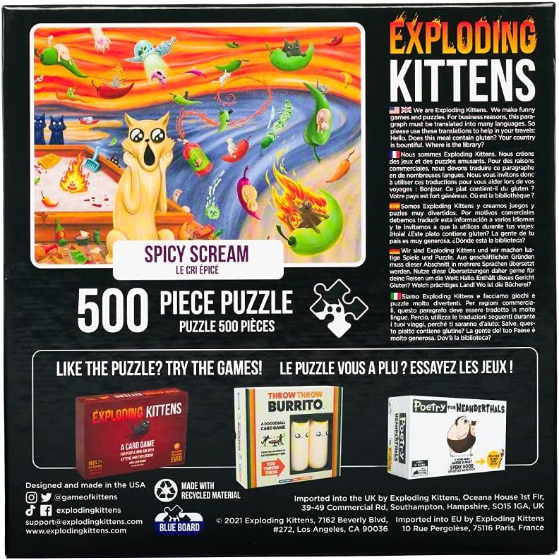 imageCat in The Mirror Jigsaw Puzzle by Exploding Kittens 1000 Pieces Ideal for Adults Teens and Kids A Funny and Artistic CatThemed PuzzleSpicy Scream 500 Piece