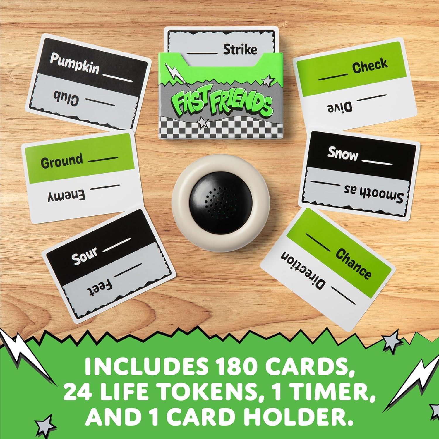 imageExploding Kittens Fast Friends Party Game SpeedGuessing Card Game with Timer Life Tokens amp Card Holder Family Game Night Ages 7 28 Players 10Minute Rounds