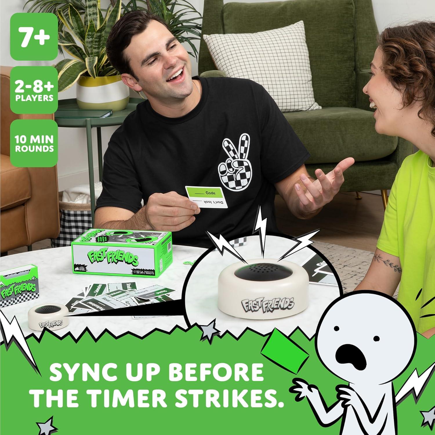 imageExploding Kittens Fast Friends Party Game SpeedGuessing Card Game with Timer Life Tokens amp Card Holder Family Game Night Ages 7 28 Players 10Minute Rounds