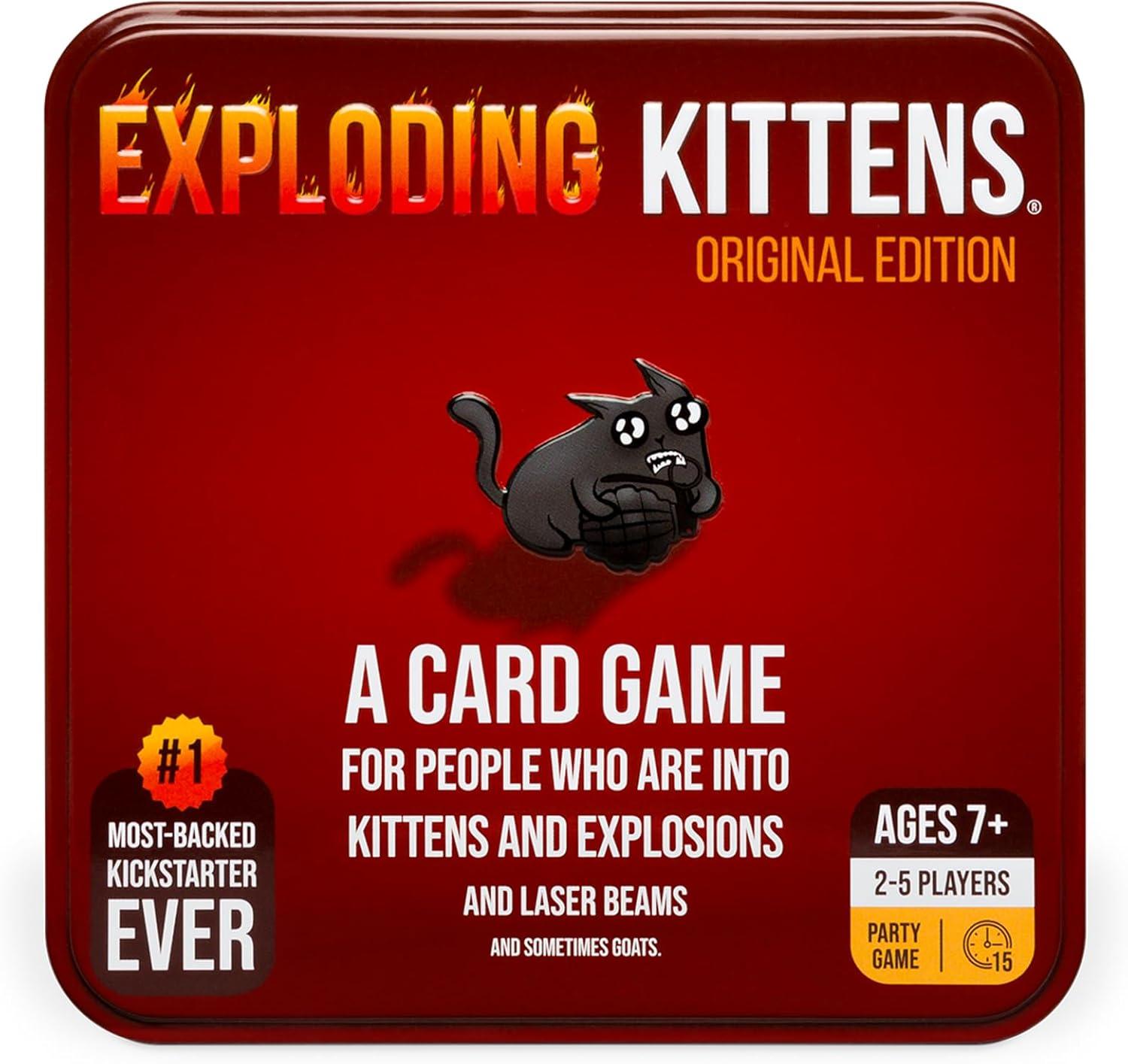 imageExploding Kittens Original Edition 25 Players Ages 7 15 Minutes to Play High Stakes Card Game Party Game Family Game Night Kid and Adult Card GameTravel Ready Tin