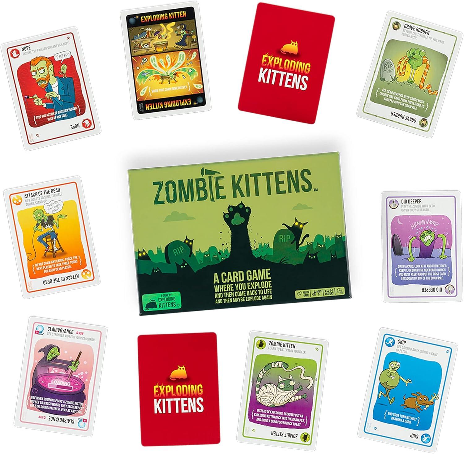 imageExploding Kittens Original Edition 25 Players Ages 7 15 Minutes to Play High Stakes Card Game Party Game Family Game Night Kid and Adult Card GameZombie Kittens