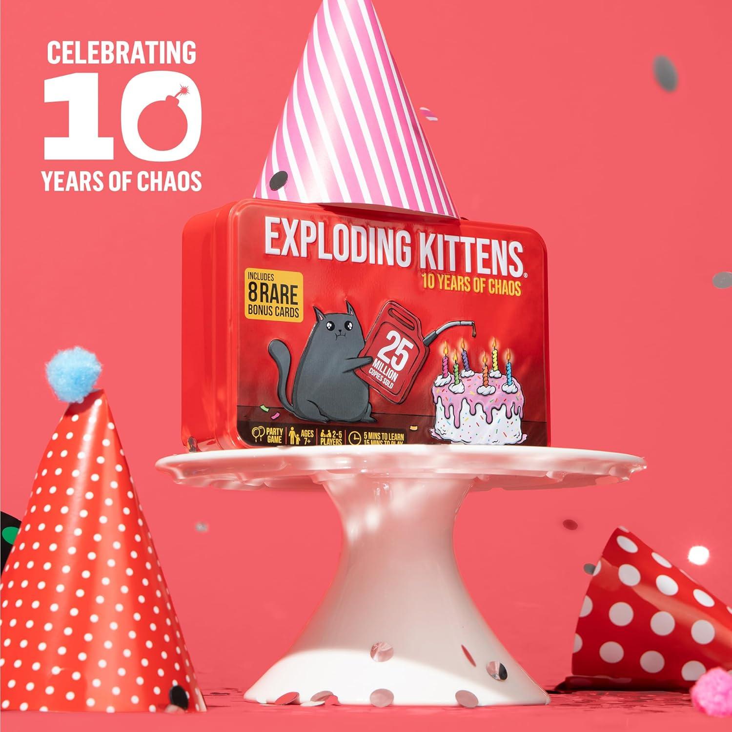 imageExploding Kittens Original Edition 25 Players Ages 7 15 Minutes to Play High Stakes Card Game Party Game Family Game Night Kid and Adult Card GameLimited Edition Tin