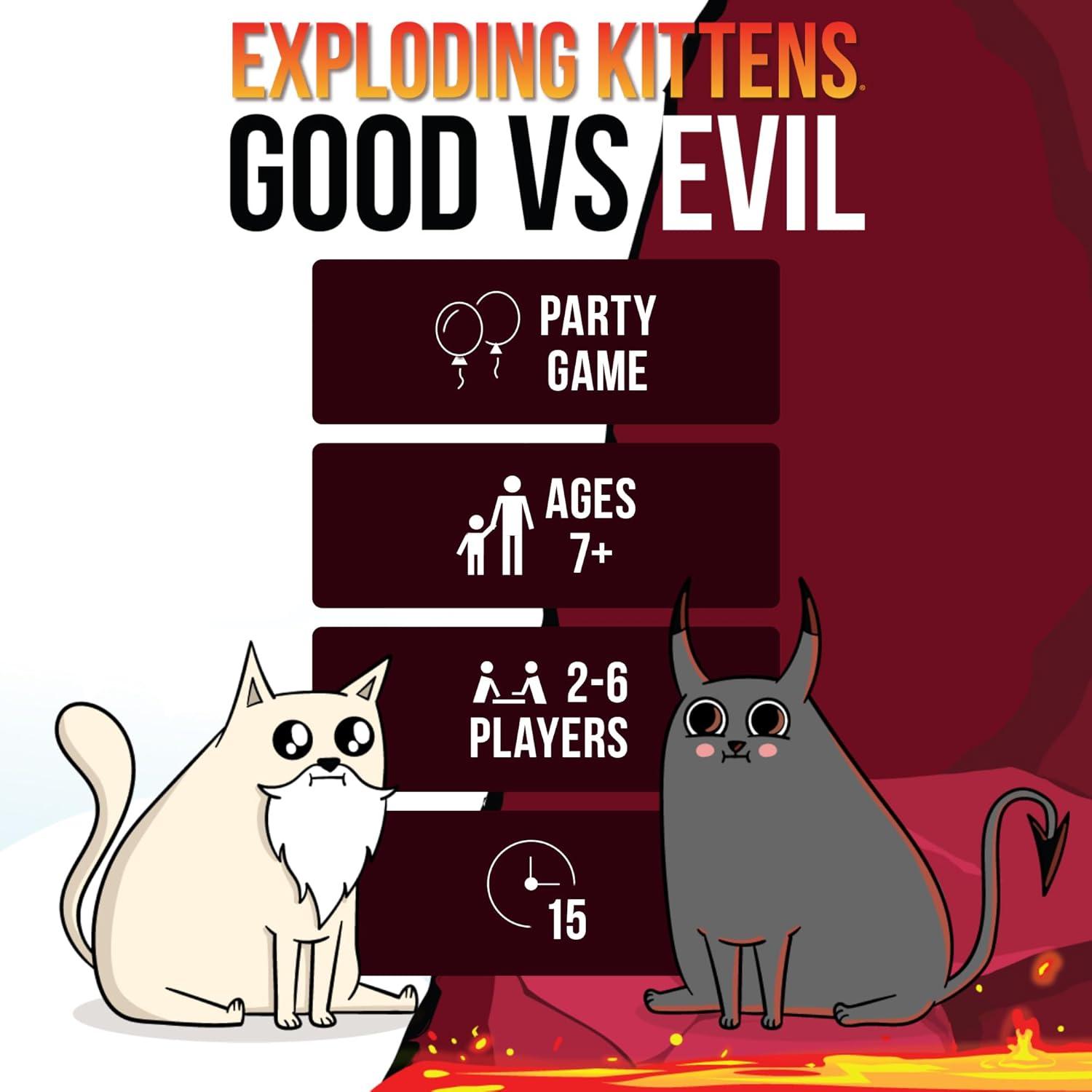 imageExploding Kittens Original Edition 25 Players Ages 7 15 Minutes to Play High Stakes Card Game Party Game Family Game Night Kid and Adult Card GameGood vs Evil