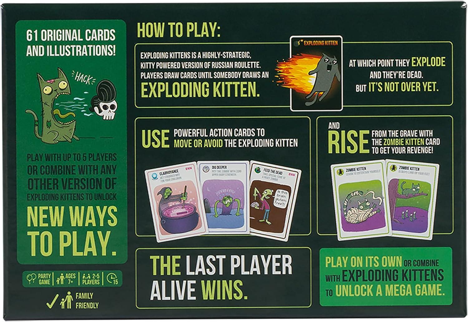 imageExploding Kittens Original Edition 25 Players Ages 7 15 Minutes to Play High Stakes Card Game Party Game Family Game Night Kid and Adult Card GameZombie Kittens