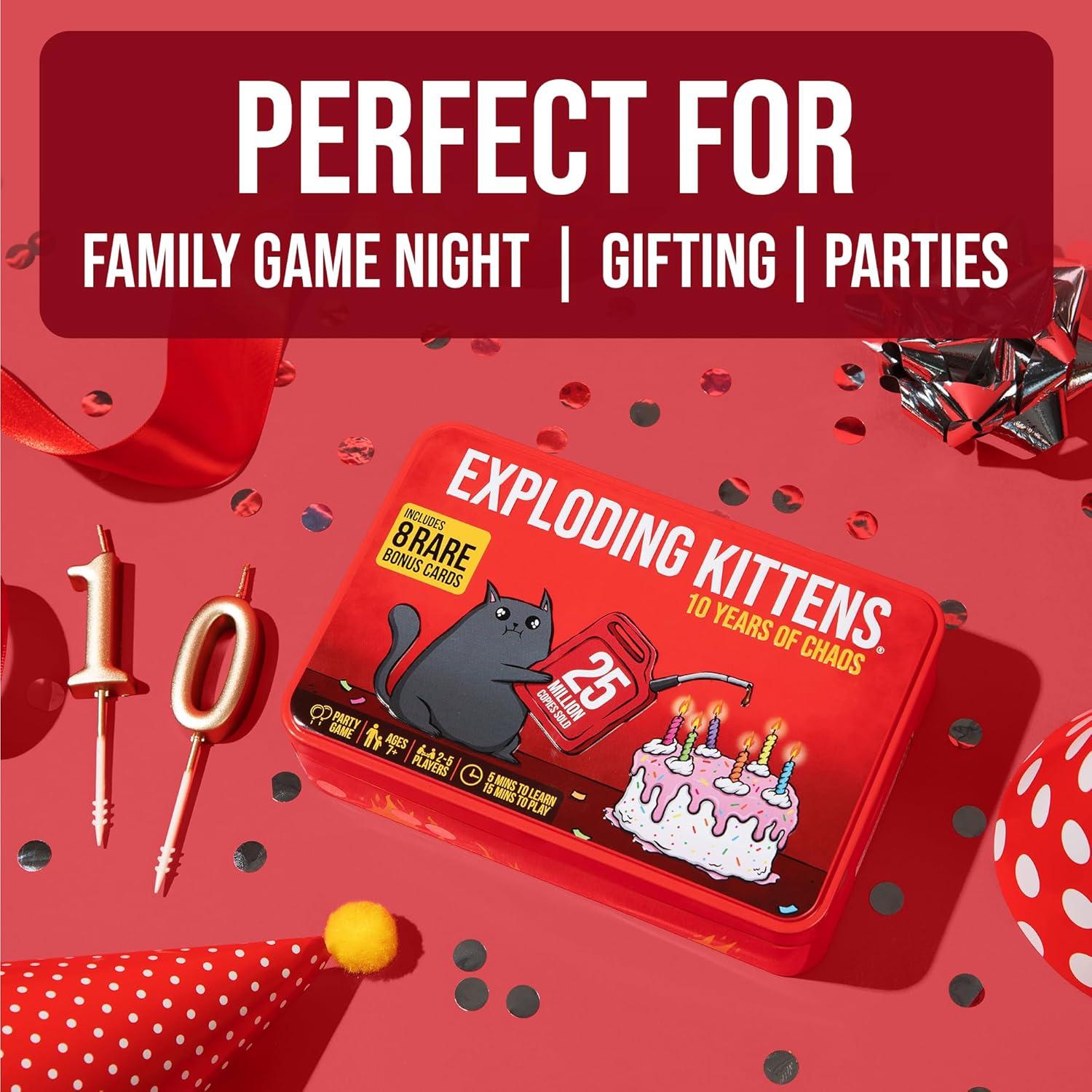 imageExploding Kittens Original Edition 25 Players Ages 7 15 Minutes to Play High Stakes Card Game Party Game Family Game Night Kid and Adult Card GameLimited Edition Tin