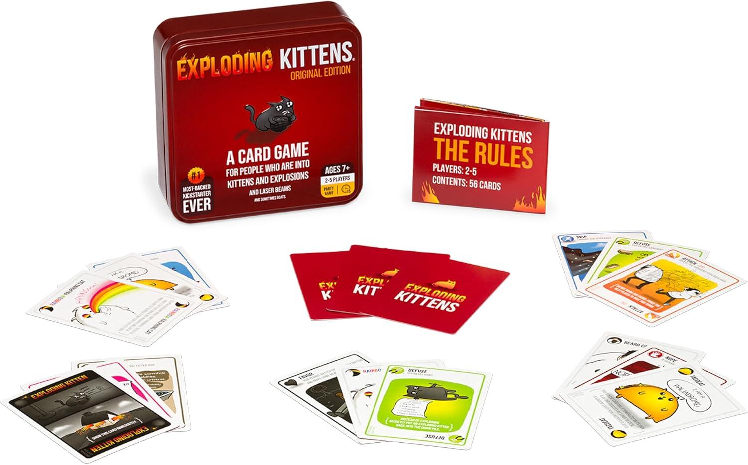 imageExploding Kittens Original Edition 25 Players Ages 7 15 Minutes to Play High Stakes Card Game Party Game Family Game Night Kid and Adult Card GameTravel Ready Tin
