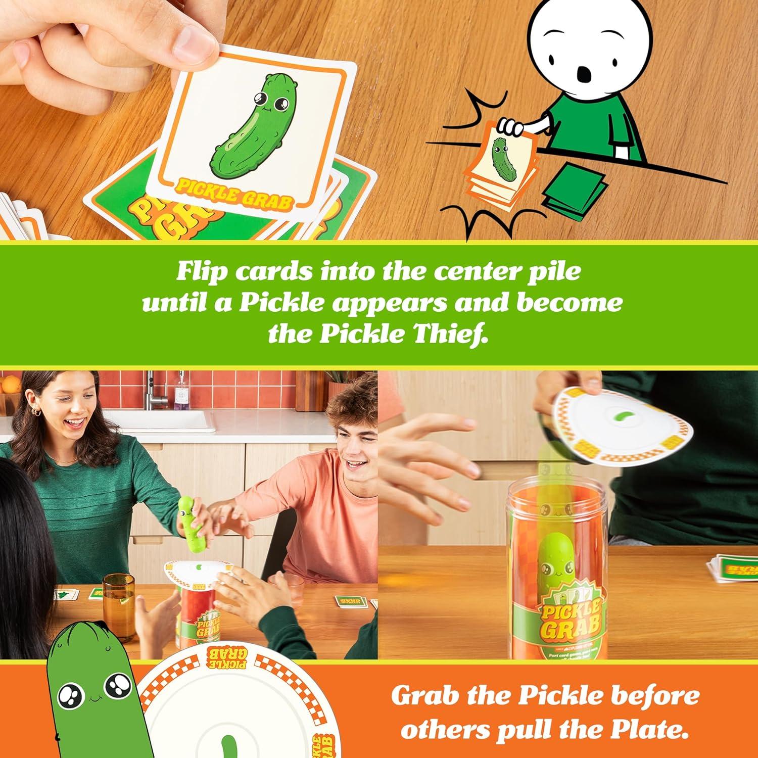 imageExploding Kittens Presents Pickle Grab A Speed Grabbing Card Game 26 Players 15 Minutes to Play Family Game Night Fun for Kids Teens Adults and Families