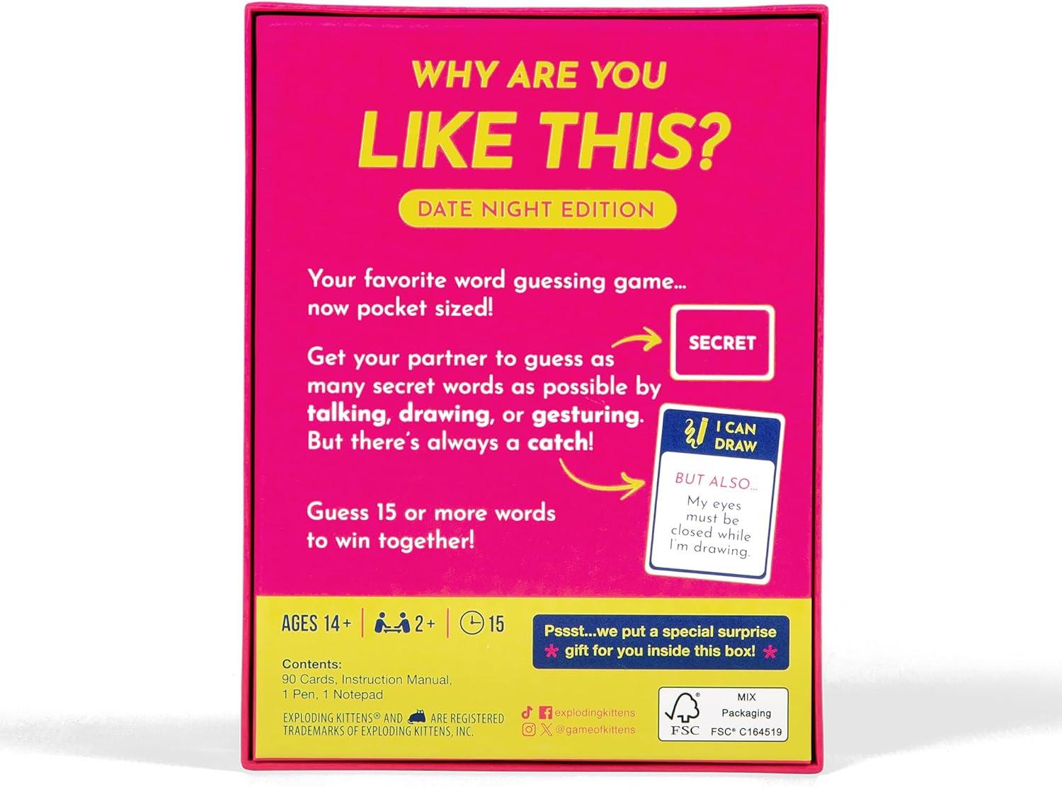 imageExploding Kittens Why are You Like This Date Night Edition Grab amp Game 2 Players Ages 14 15 Minutes to Play Talking Drawing amp Gesturing Guessing for Party Family CouplesWhy Are You Like This Date Night