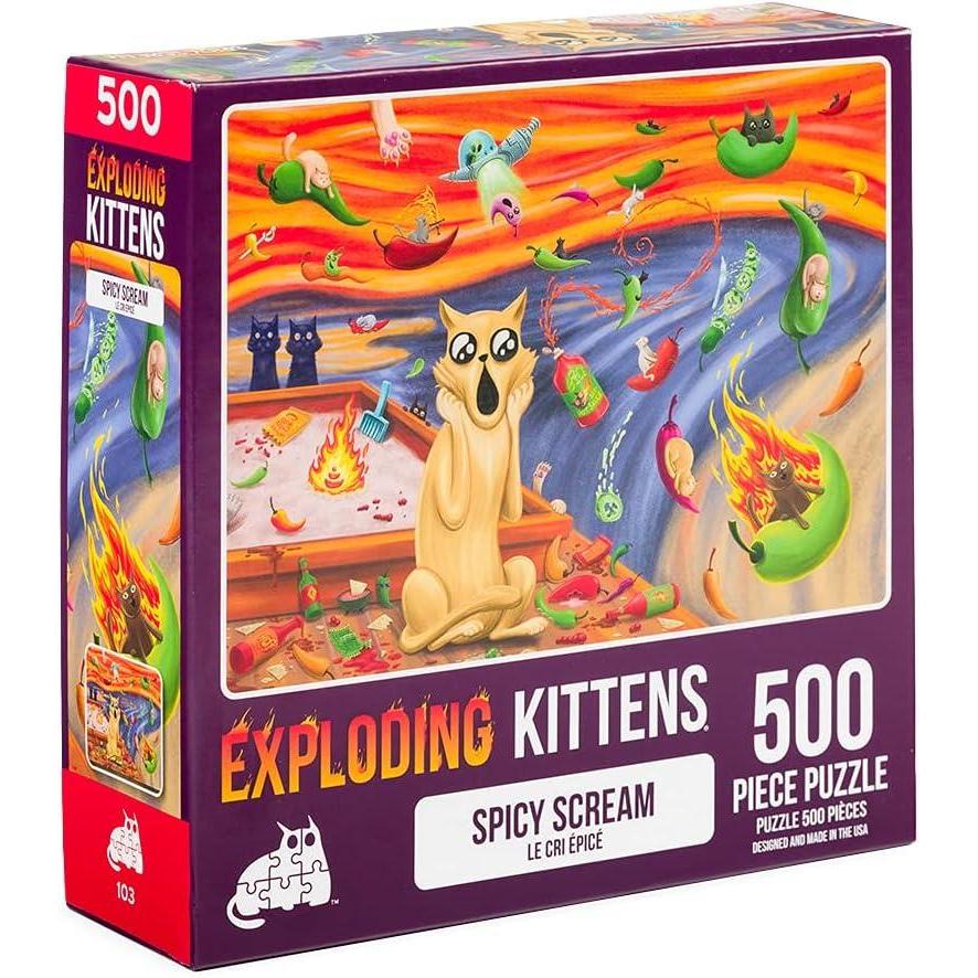 imageCat in The Mirror Jigsaw Puzzle by Exploding Kittens 1000 Pieces Ideal for Adults Teens and Kids A Funny and Artistic CatThemed PuzzleSpicy Scream 500 Piece