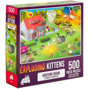 Cat in The Mirror Jigsaw Puzzle by Exploding Kittens – 1000 Pieces, Ideal for Adults, Teens, and Kids – A Funny and Artistic Cat-Themed Puzzle(Housing Boom – 500 Piece)