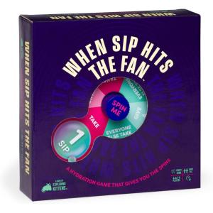 Exploding Kittens When Sip Hits The Fan 2-8 Players – Ages 21+ – 10 Minutes to Play – Drinking Game with Spinner – Party Game, Adult Game Night, Drinking Card Game