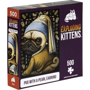 Pug with a Pearl Earring Jigsaw Puzzle by Exploding Kittens – 500 Pieces Jigsaw Puzzle for Adults, Teens, and Kids – Dog Puzzle, Funny Puzzle, Art Puzzle