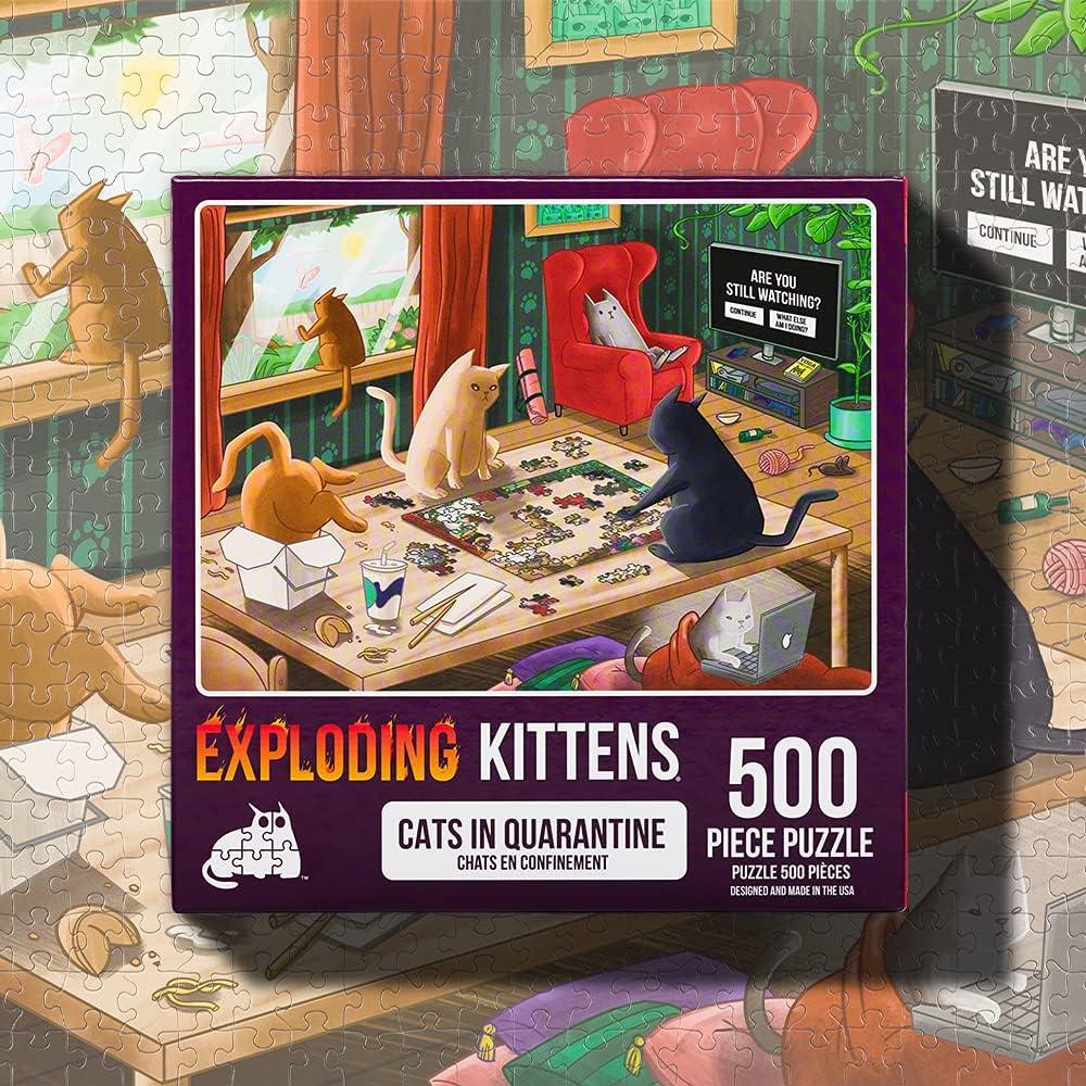 imageGreat Wave Off Catagawa Jigsaw Puzzle by Exploding Kittens 500 Pieces Jigsaw Puzzle for Adults Teens and Kids Cats Ocean and ArtCats in Quarantine 500 Piece