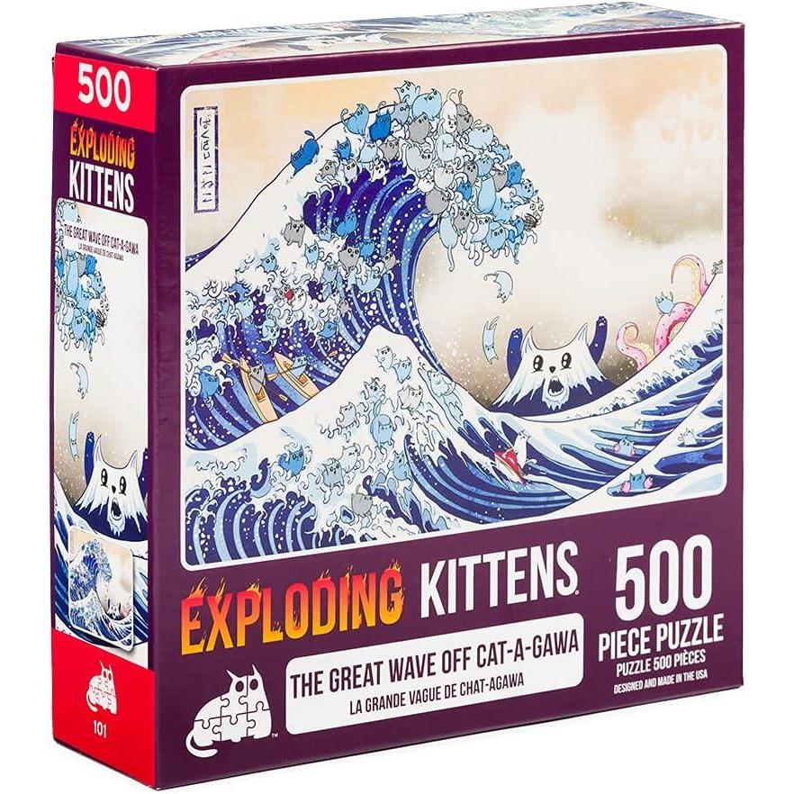 imageGreat Wave Off Catagawa Jigsaw Puzzle by Exploding Kittens  500 Pieces Jigsaw Puzzle for Adults Teens and Kids  Cats Ocean and ArtGreat Wave off Catagawa  500 Piece