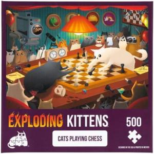 Cats Playing Chess Jigsaw Puzzle by Exploding Kittens – 500 Pieces Jigsaw Puzzle for Adults, Teens, and Kids – Cat Puzzle, Funny Puzzle, Art Puzzle