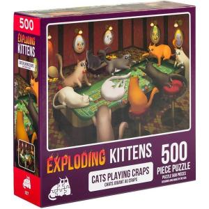 The Creation of Cat Jigsaw Puzzle by Exploding Kittens – 1000 Pieces Jigsaw Puzzle for Adults, Teens, and Kids – Cat Puzzle, Funny Puzzle, Art Puzzle(Cats Playing Craps – 500 Piece)